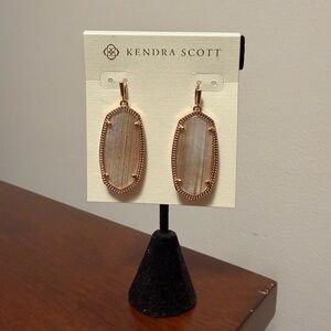 Kendra Scott Rose Gold Drop Earrings with Beige Stone